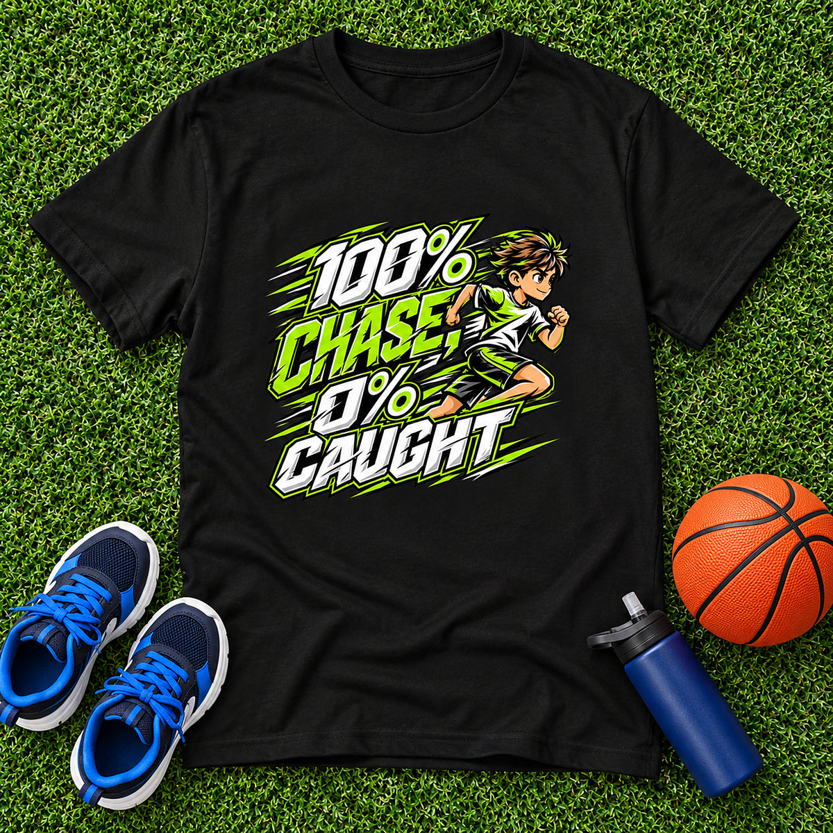 100% Chase, 0% Caught Boys T-Shirt - Black