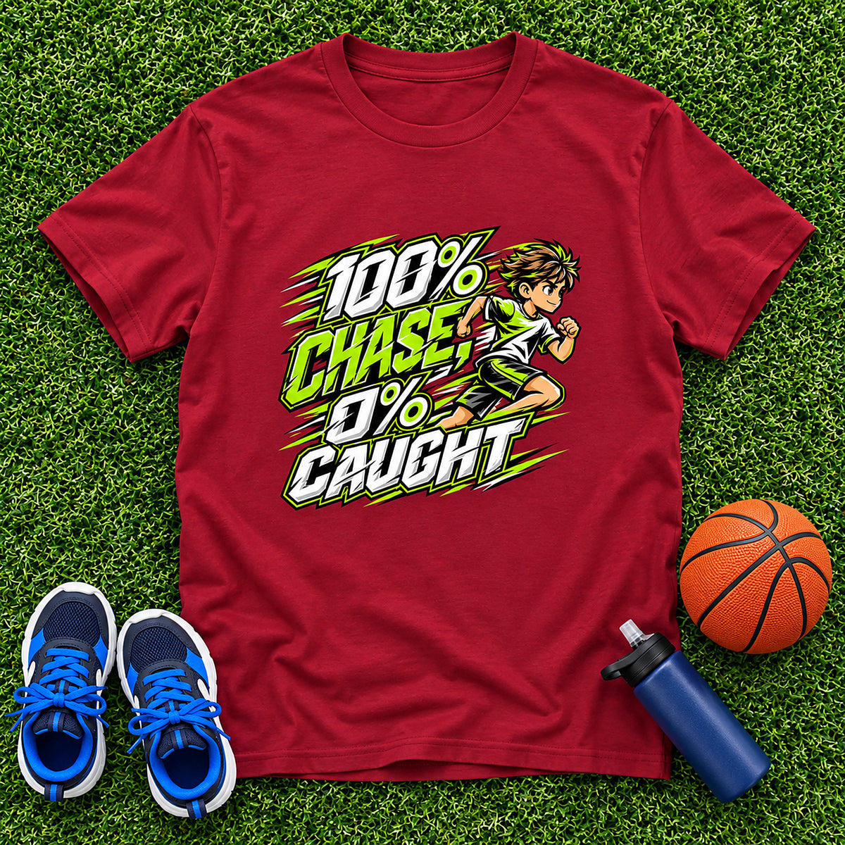 100% Chase, 0% Caught Boys T-Shirt - Cardinal Red