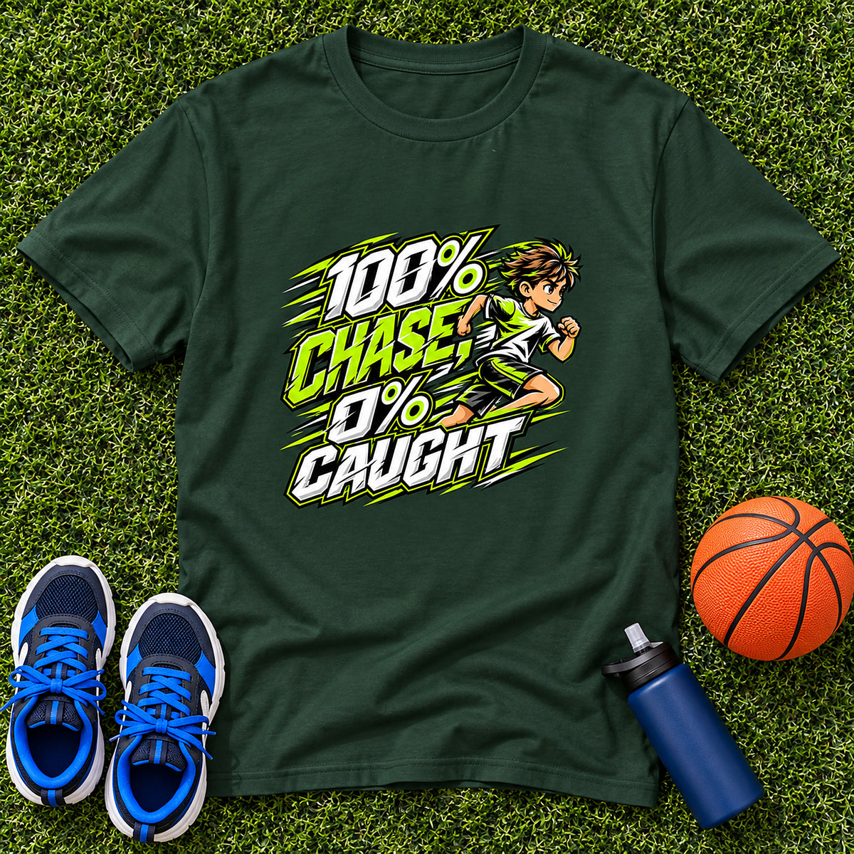 100% Chase, 0% Caught Boys T-Shirt - Forest Green