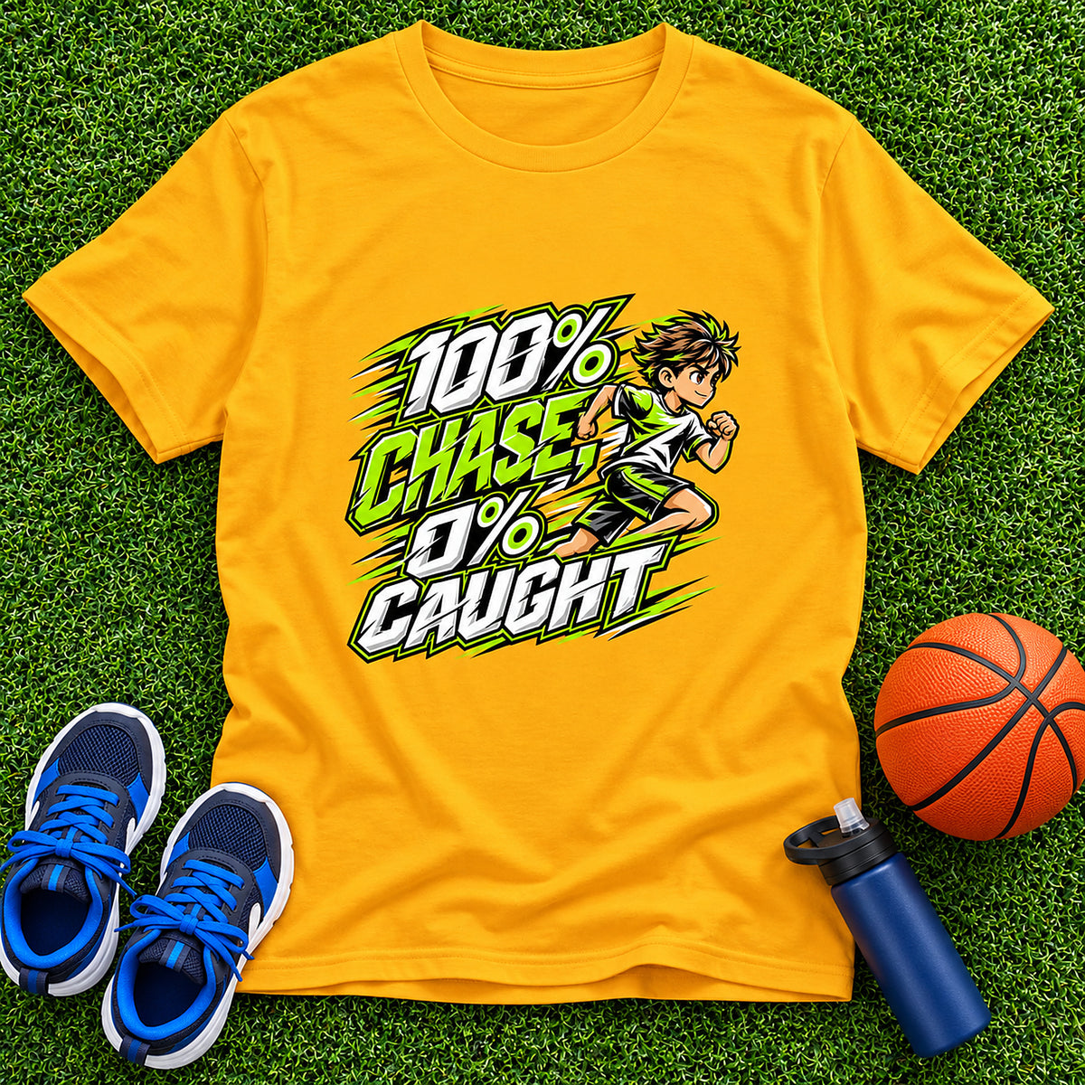 100% Chase, 0% Caught Boys T-Shirt - Gold