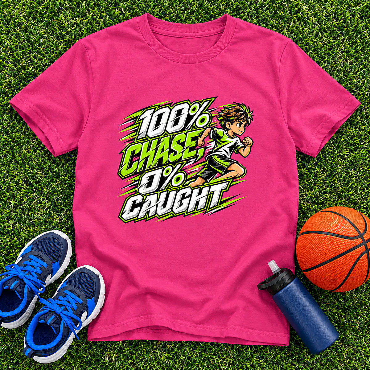 100% Chase, 0% Caught Boys T-Shirt - Heliconia