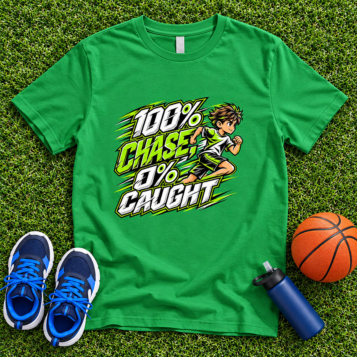 100% Chase, 0% Caught Boys T-Shirt - Irish Green