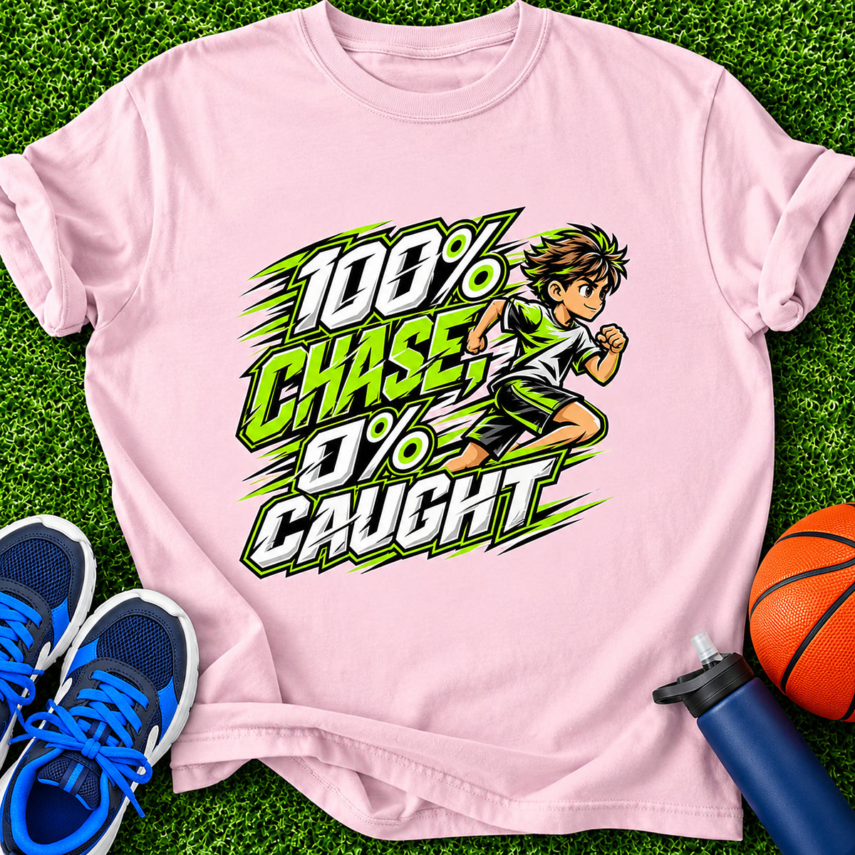 100% Chase, 0% Caught Boys T-Shirt - Light Pink