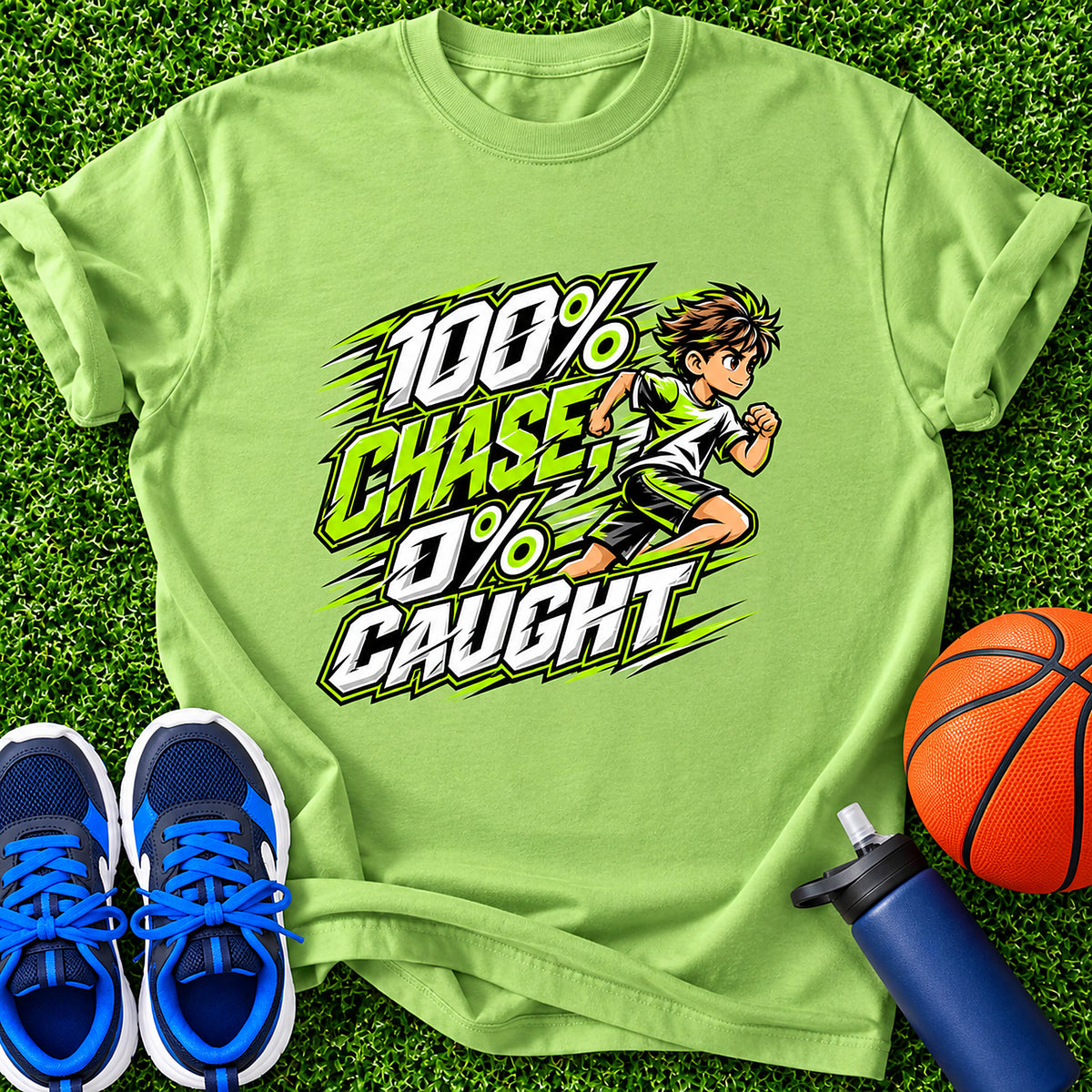 100% Chase, 0% Caught Boys T-Shirt - Lime