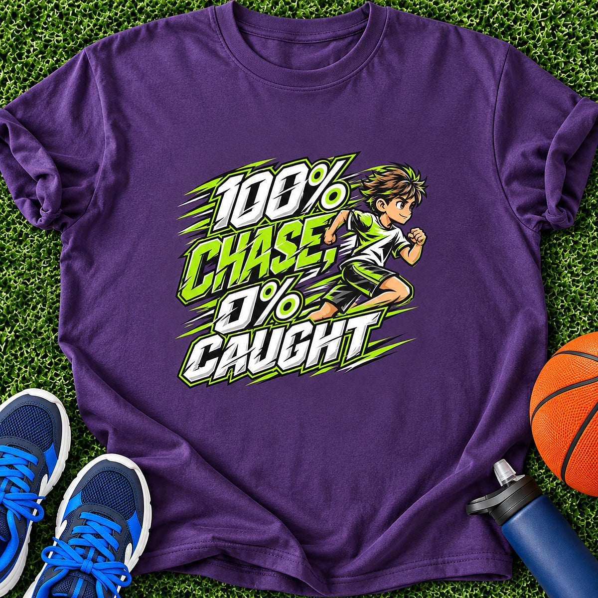 100% Chase, 0% Caught Boys T-Shirt - Purple