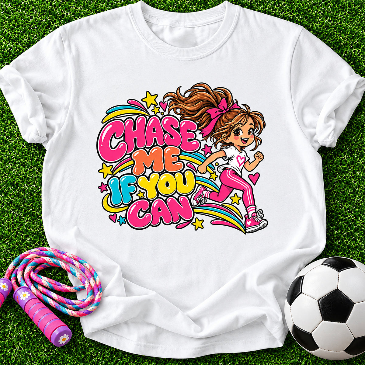 Chase Me, If You Can. Girls T-Shirt - White