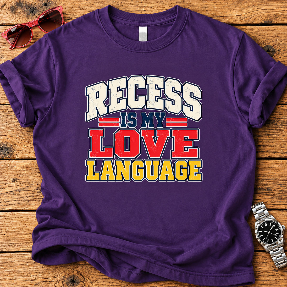 Recess Is My Love Language Parent T-Shirt - Purple