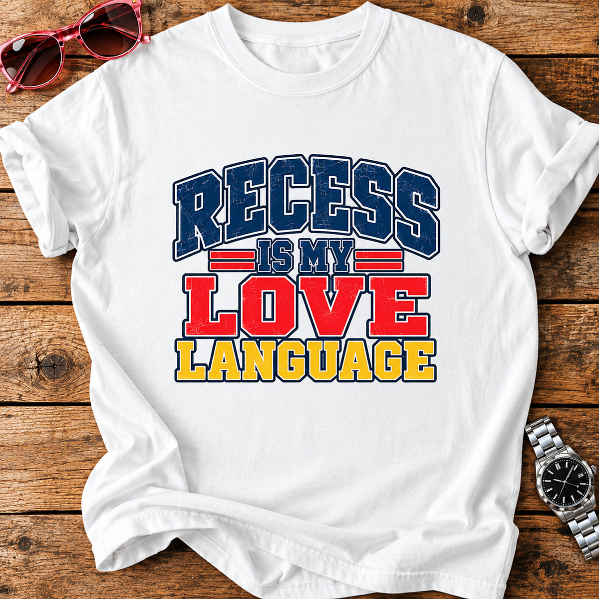 Recess Is My Love Language Parent T-Shirt - White
