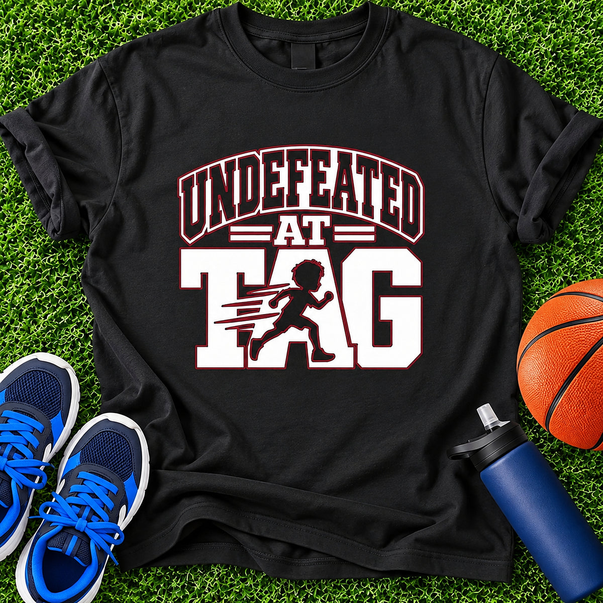 Undefeated At Tag Boys T-Shirt (Red & White) - Black