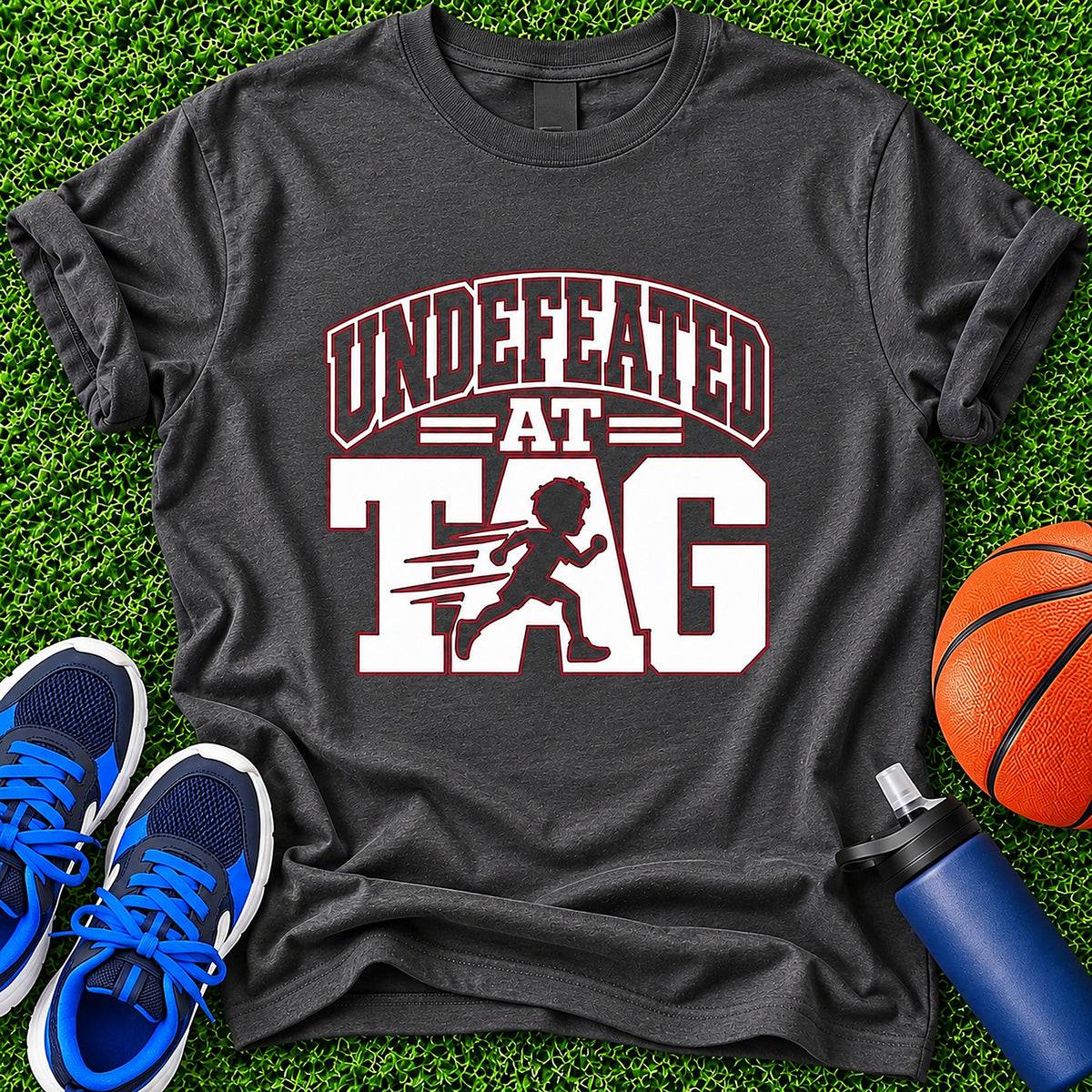 Undefeated At Tag Boys T-Shirt (Red & White) - Dark Heather