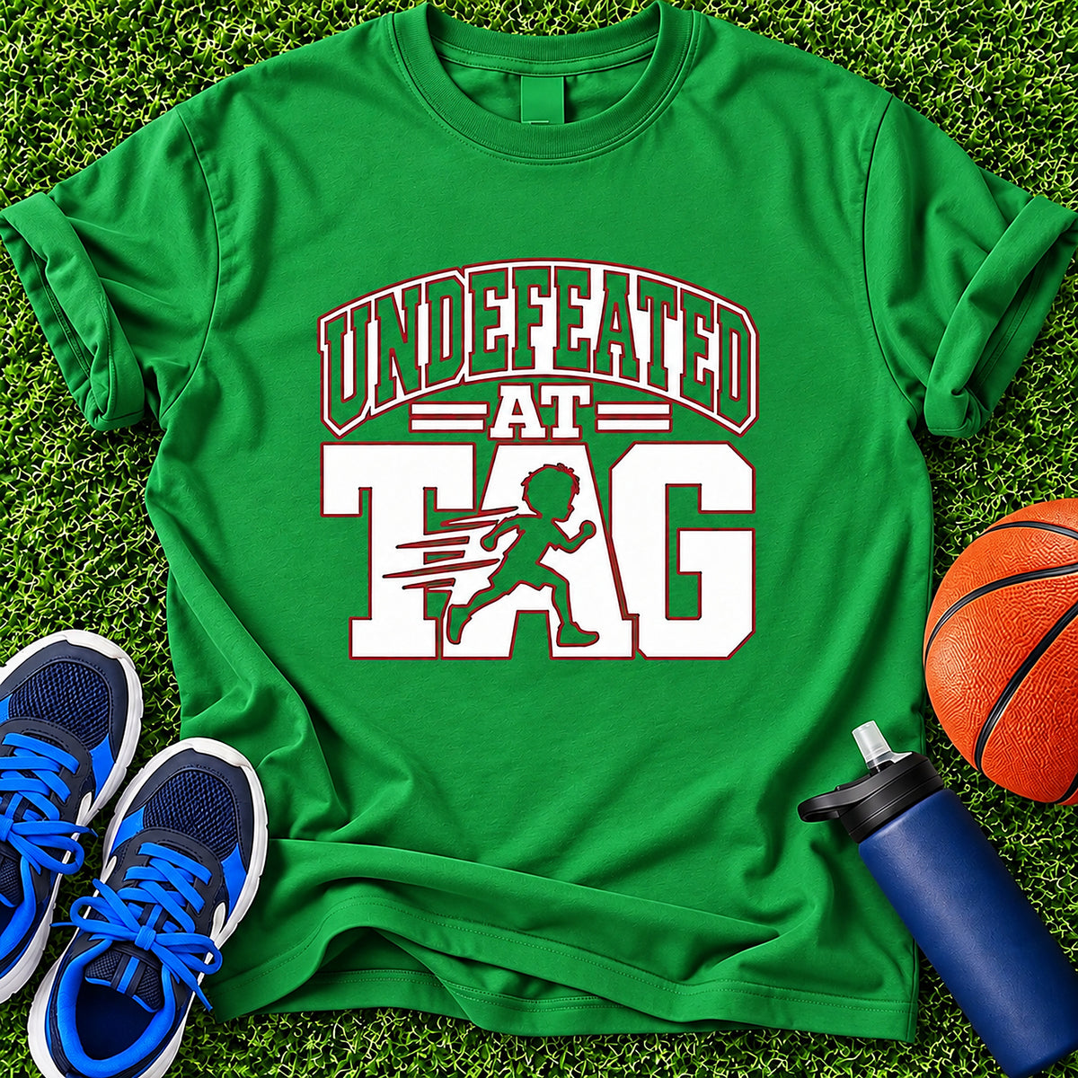 Undefeated At Tag Boys T-Shirt (Red & White) - Irish Green