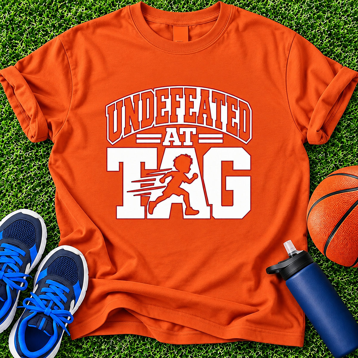 Undefeated At Tag Boys T-Shirt (Red & White) - Orange