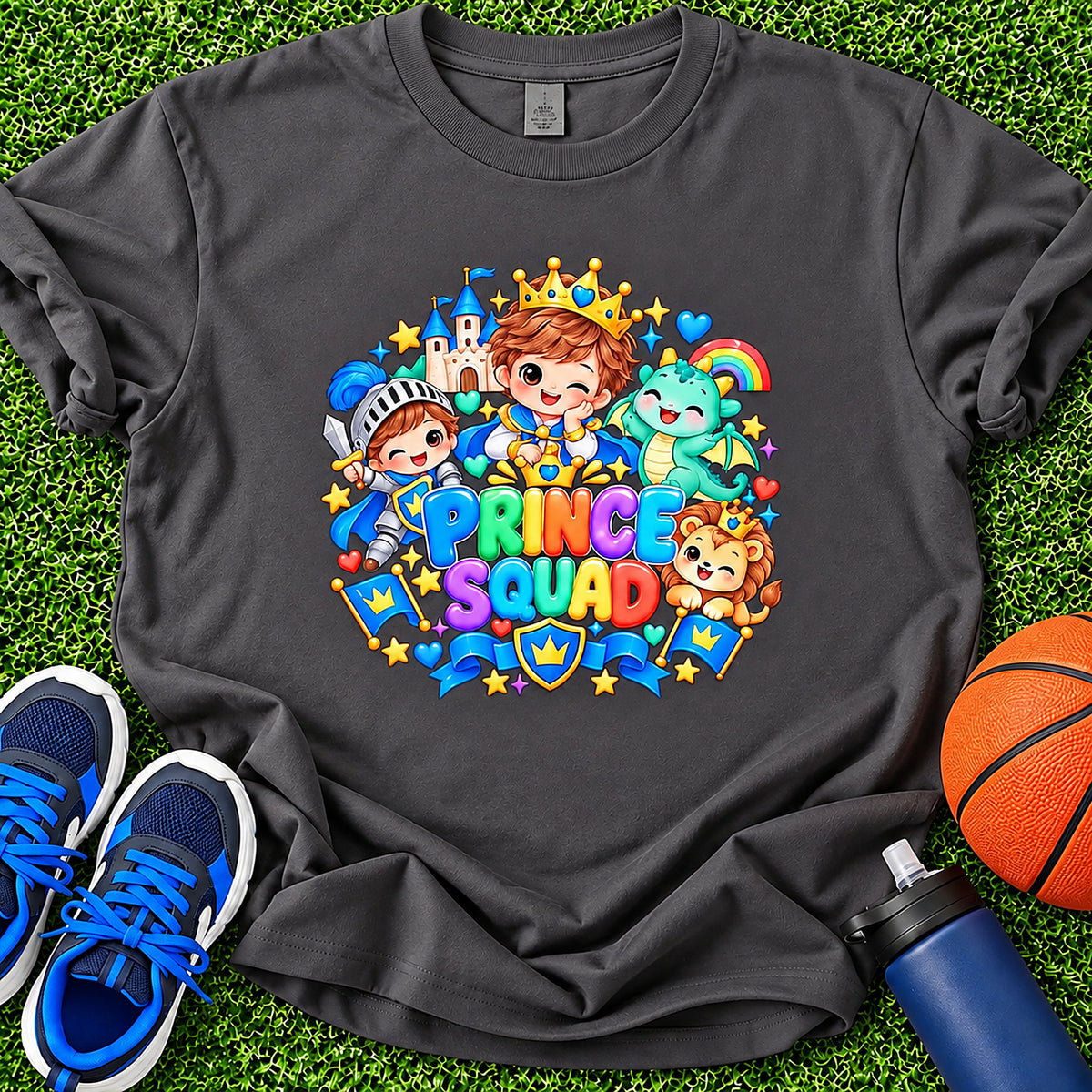 Prince Squad Boys T-Shirt (Dark) - Charcoal