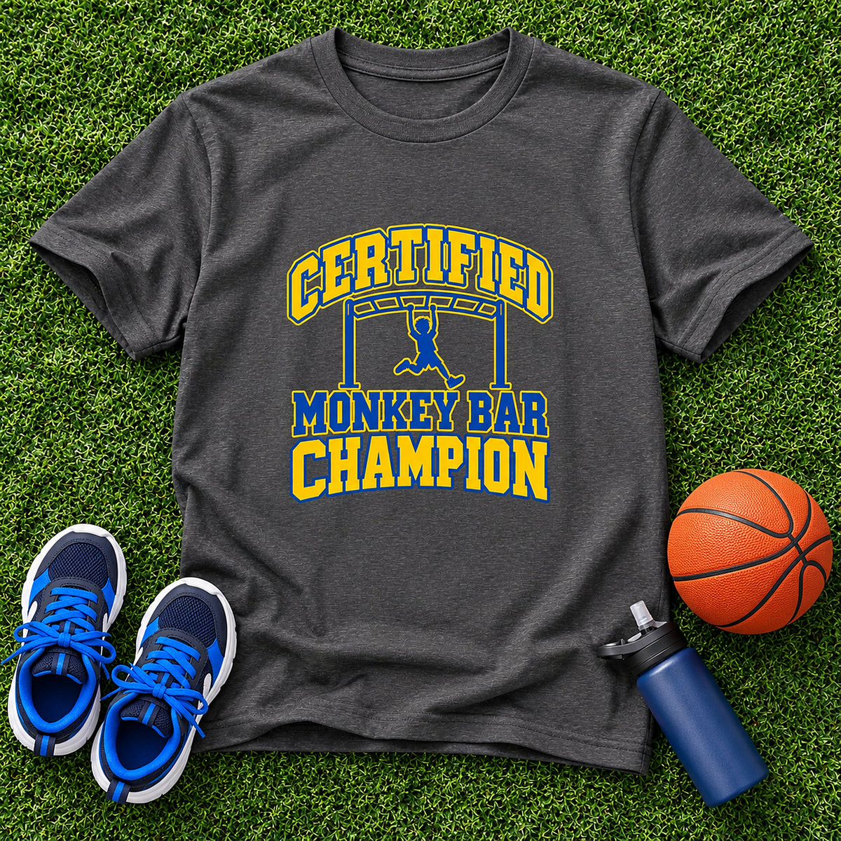 Certified Monkey Bar Champion Boys T-Shirt - Dark Heather