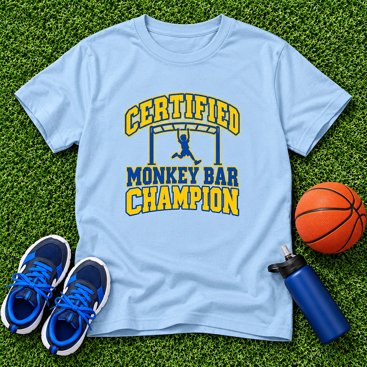 Certified Monkey Bar Champion Boys T-Shirt - Light Blue