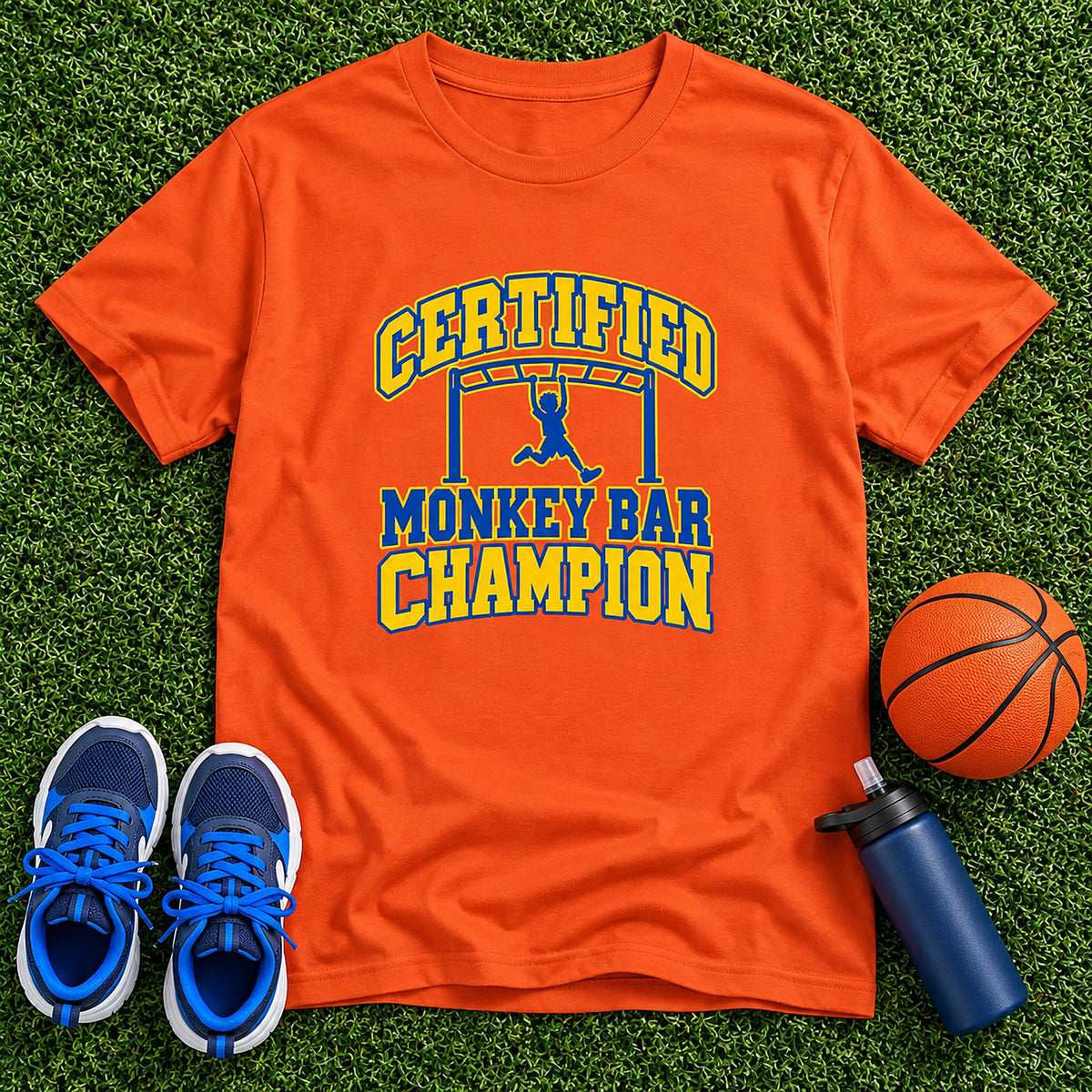 Certified Monkey Bar Champion Boys T-Shirt - Orange