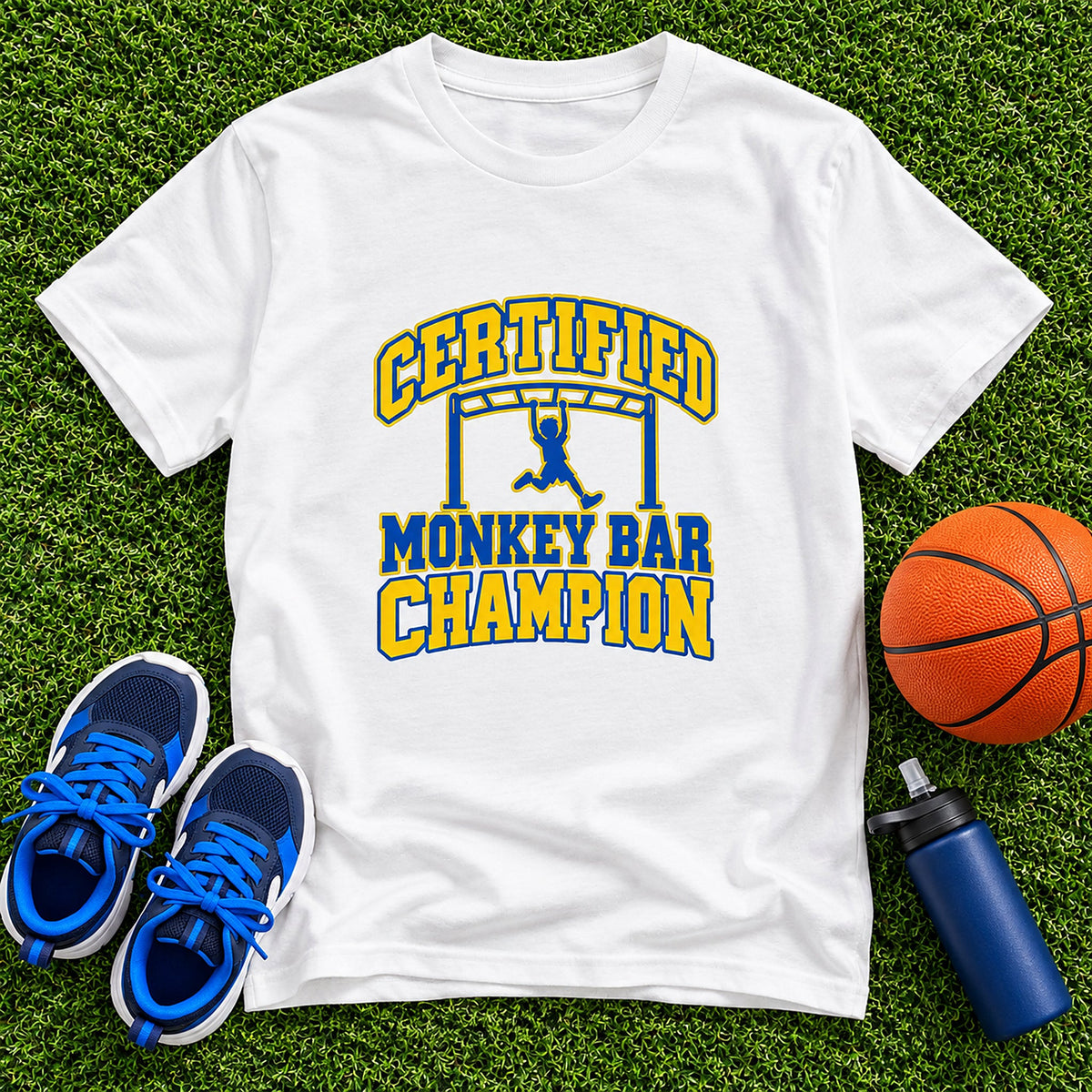Certified Monkey Bar Champion Boys T-Shirt - White
