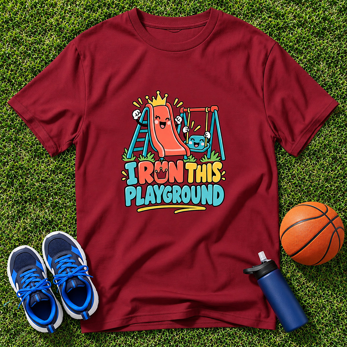 I Run This Playground Boys Kids T-Shirt - Cardinal Red