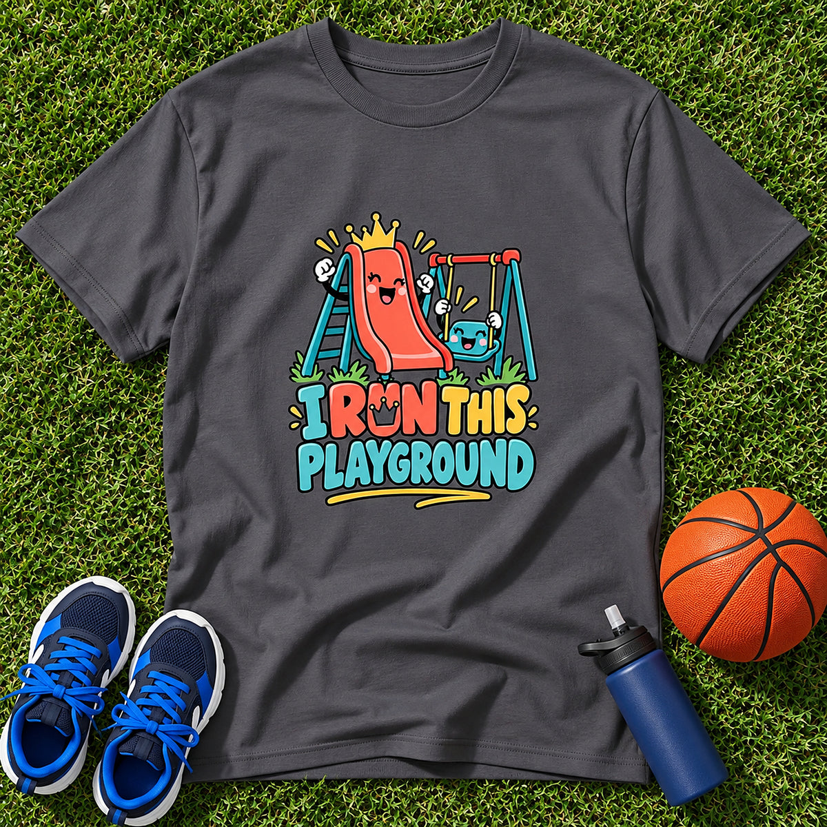 I Run This Playground Boys Kids T-Shirt - Charcoal