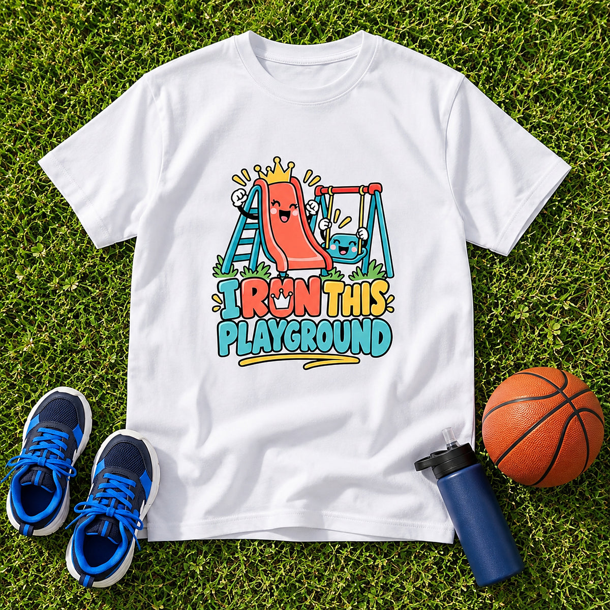 I Run This Playground Boys Kids T-Shirt - White