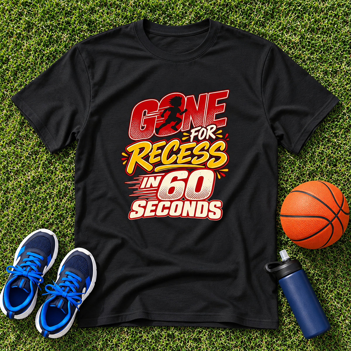 Gone For Recess In 60 Seconds Kids T-Shirt - Black