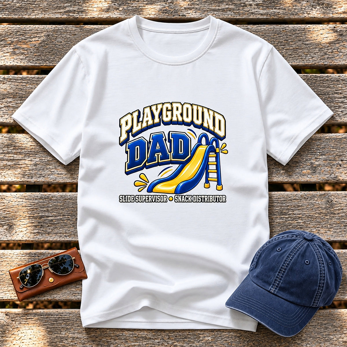 Playground Dad T-Shirt - Slide Supervisor, Snack Distributor - White