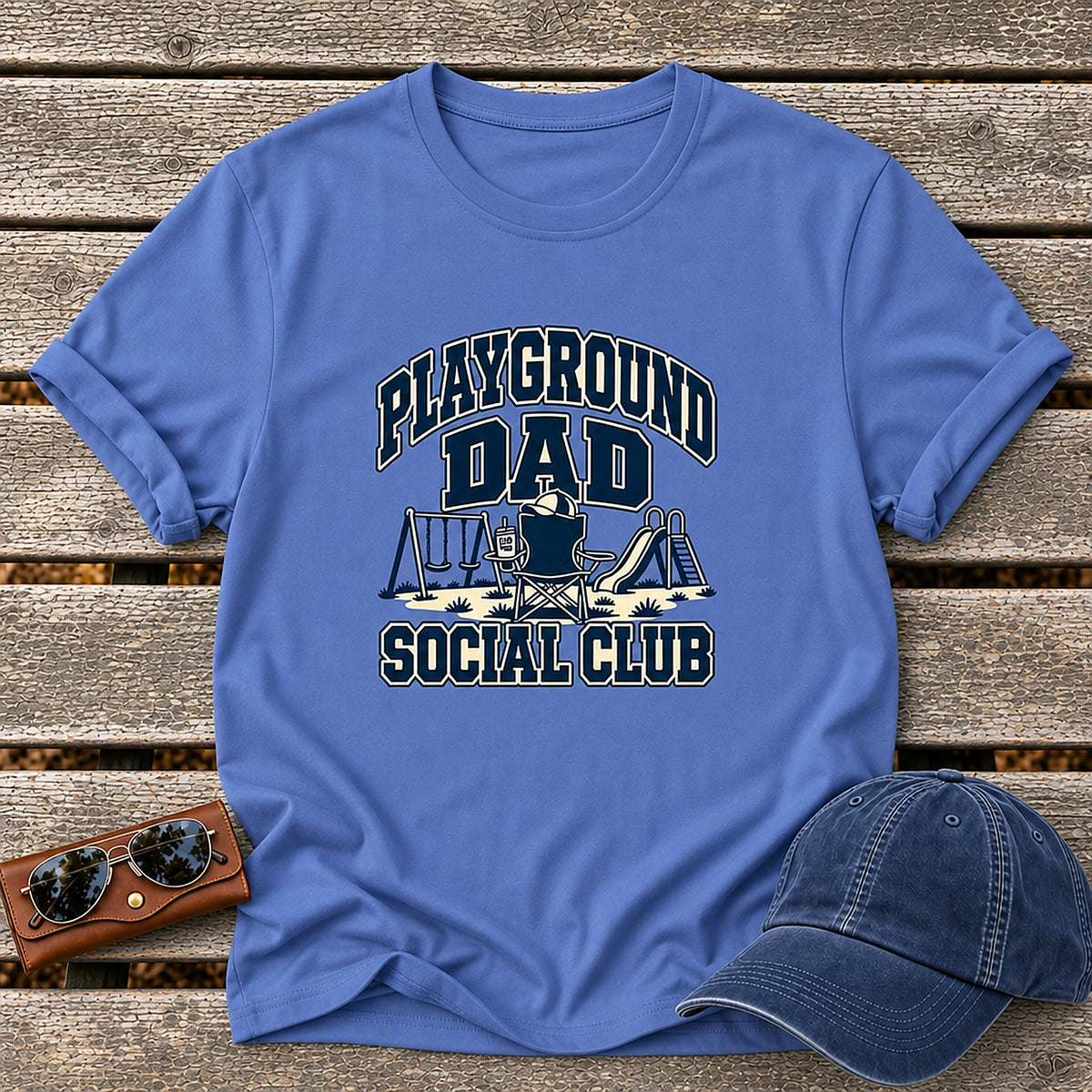 Playground Dad Social Club T-Shirt - Camp Chair - Iris