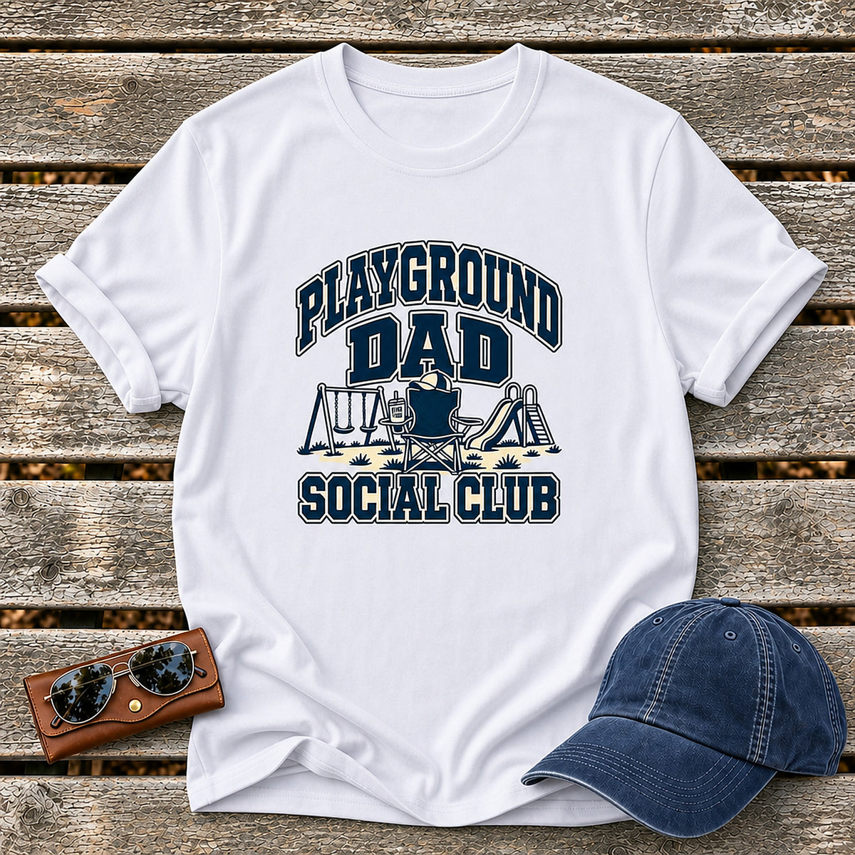 Playground Dad Social Club T-Shirt - Camp Chair - White