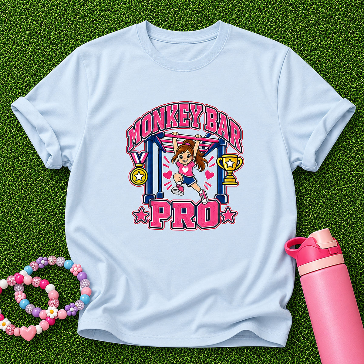 Monkey Bar Pro Girl T Shirt - Light Blue