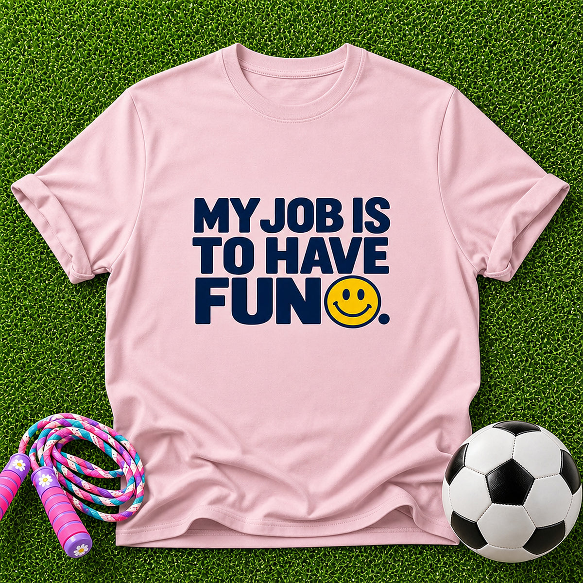 My Job is to Have Fun Kids T-Shirt - Light Pink