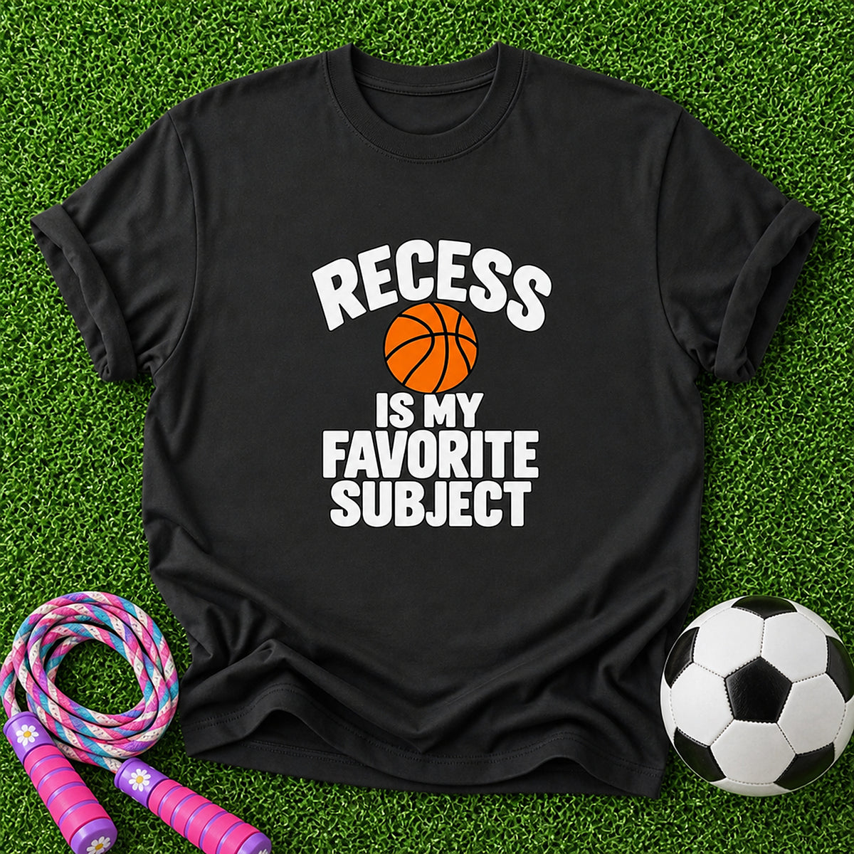 Recess Is My Favourite Subjeect Kids T-Shirt - Black