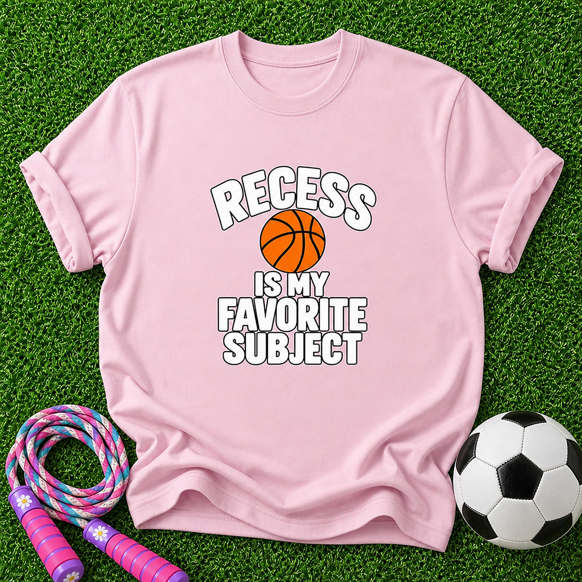 Recess Is My Favourite Subjeect Kids T-Shirt - Light Pink