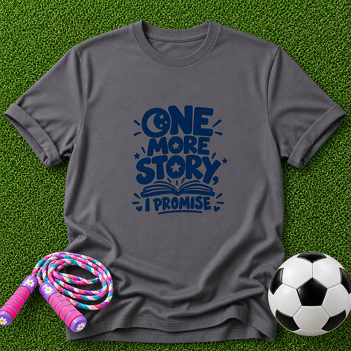 One More Story, I Promise Kids T-Shirt - Charcoal