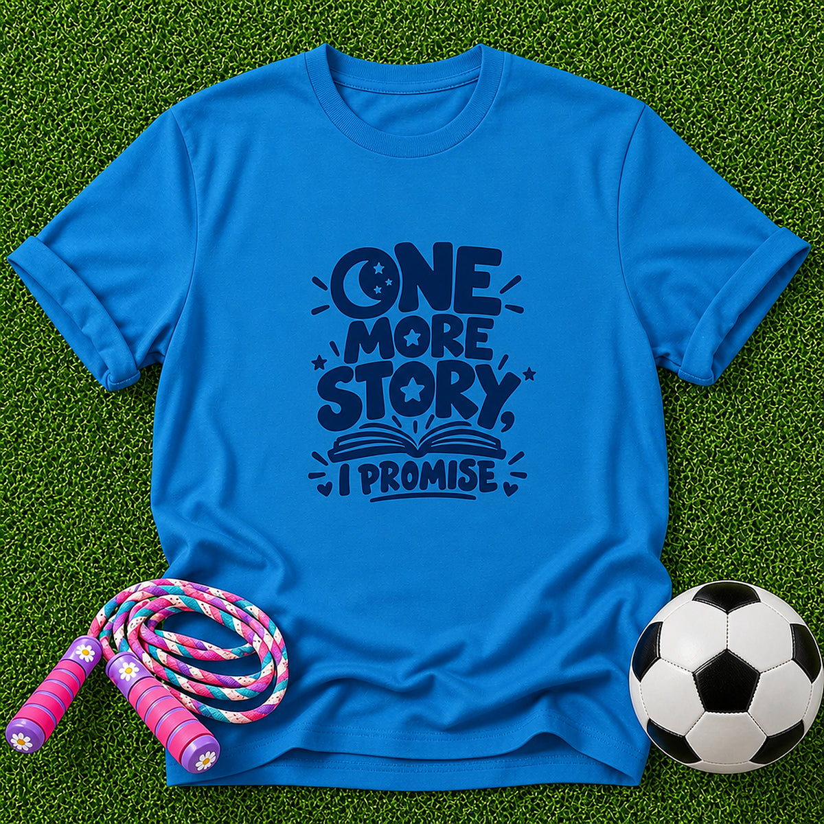 One More Story, I Promise Kids T-Shirt - Sapphire