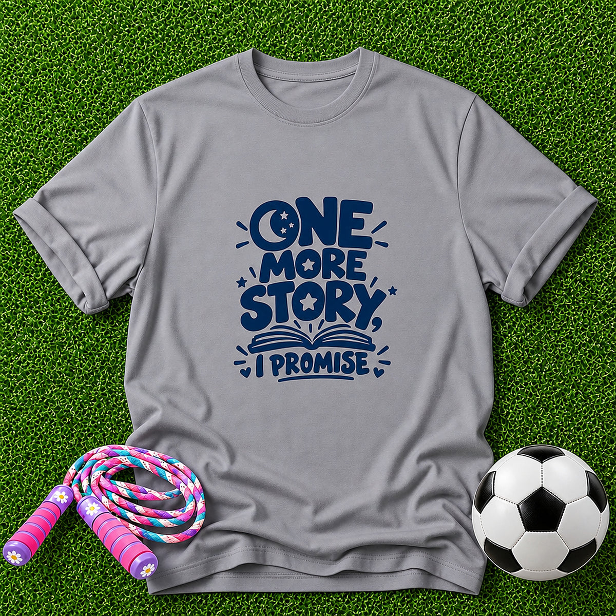 One More Story, I Promise Kids T-Shirt - Sport Grey