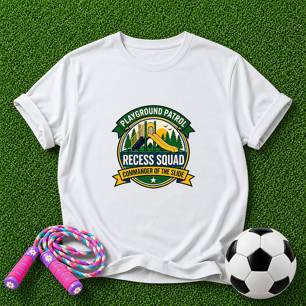 Playground Patrol Commander Of The Slide Kids T-Shirt - White