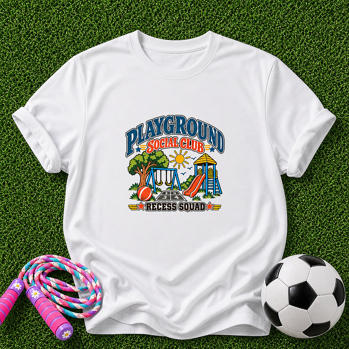 Playground Social Club Recess Squad Kids T-Shirt - White