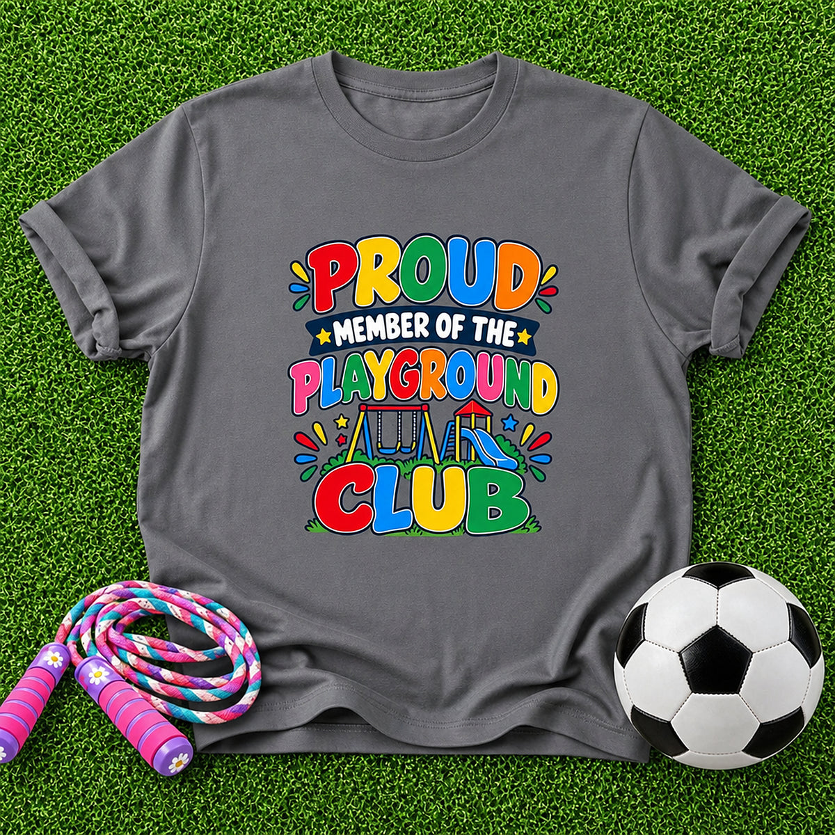 Proud Member Of The Playground Club Kids T-Shirt - Charcoal