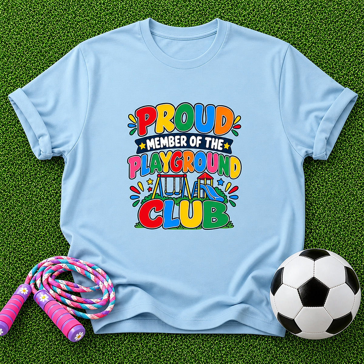 Proud Member Of The Playground Club Kids T-Shirt - Light Blue