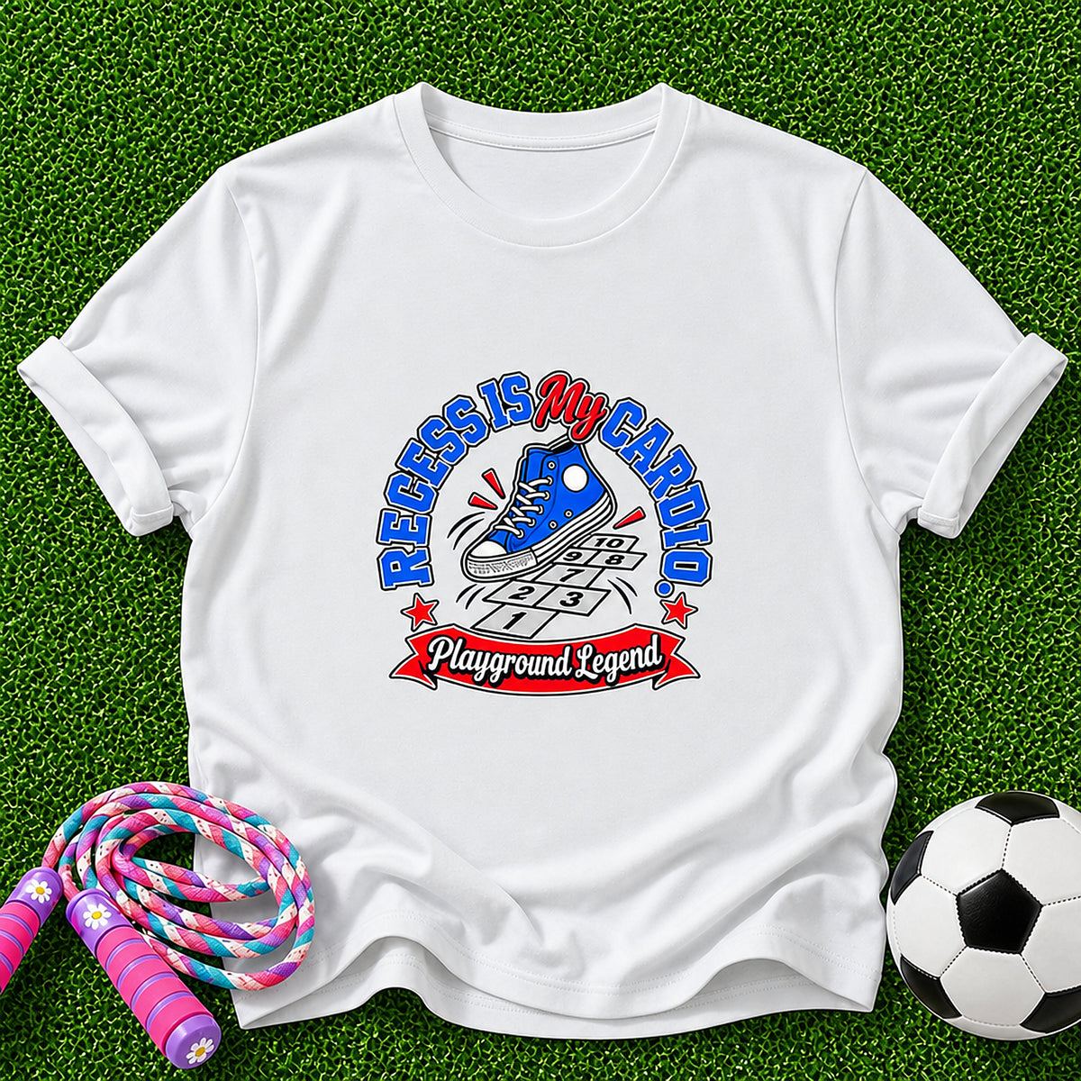 Recess Is My Cardio Playground Legend Kids T-Shirt - White