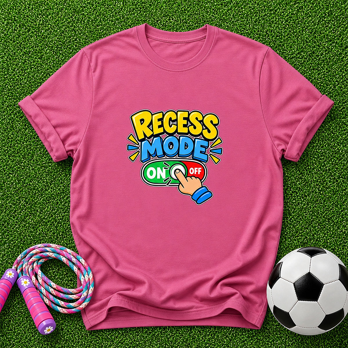 Recess Mode ON Finger Switch Kids T-Shirt - Heliconia