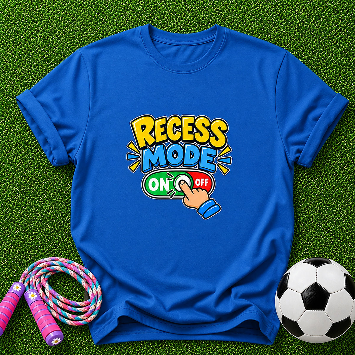 Recess Mode ON Finger Switch Kids T-Shirt - Royal