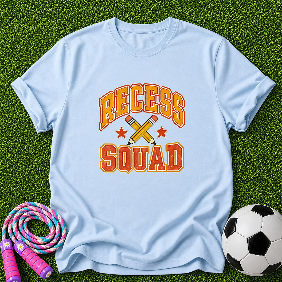Recess Squad Crossed Pencils Kids T-Shirt - Light Blue