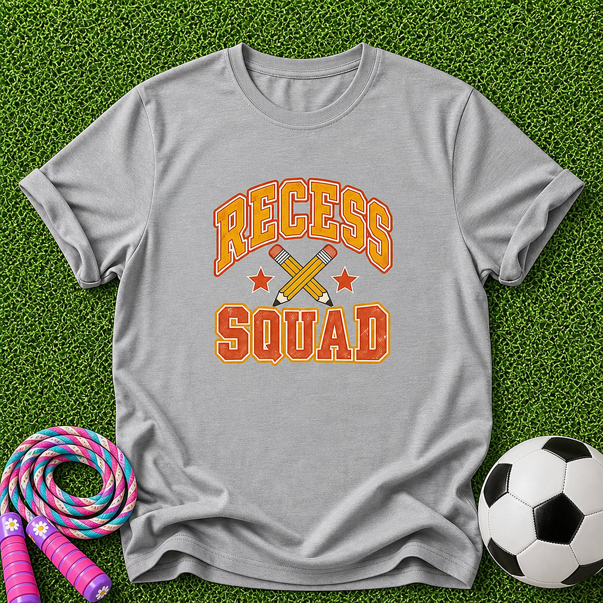 Recess Squad Crossed Pencils Kids T-Shirt - Sport Grey