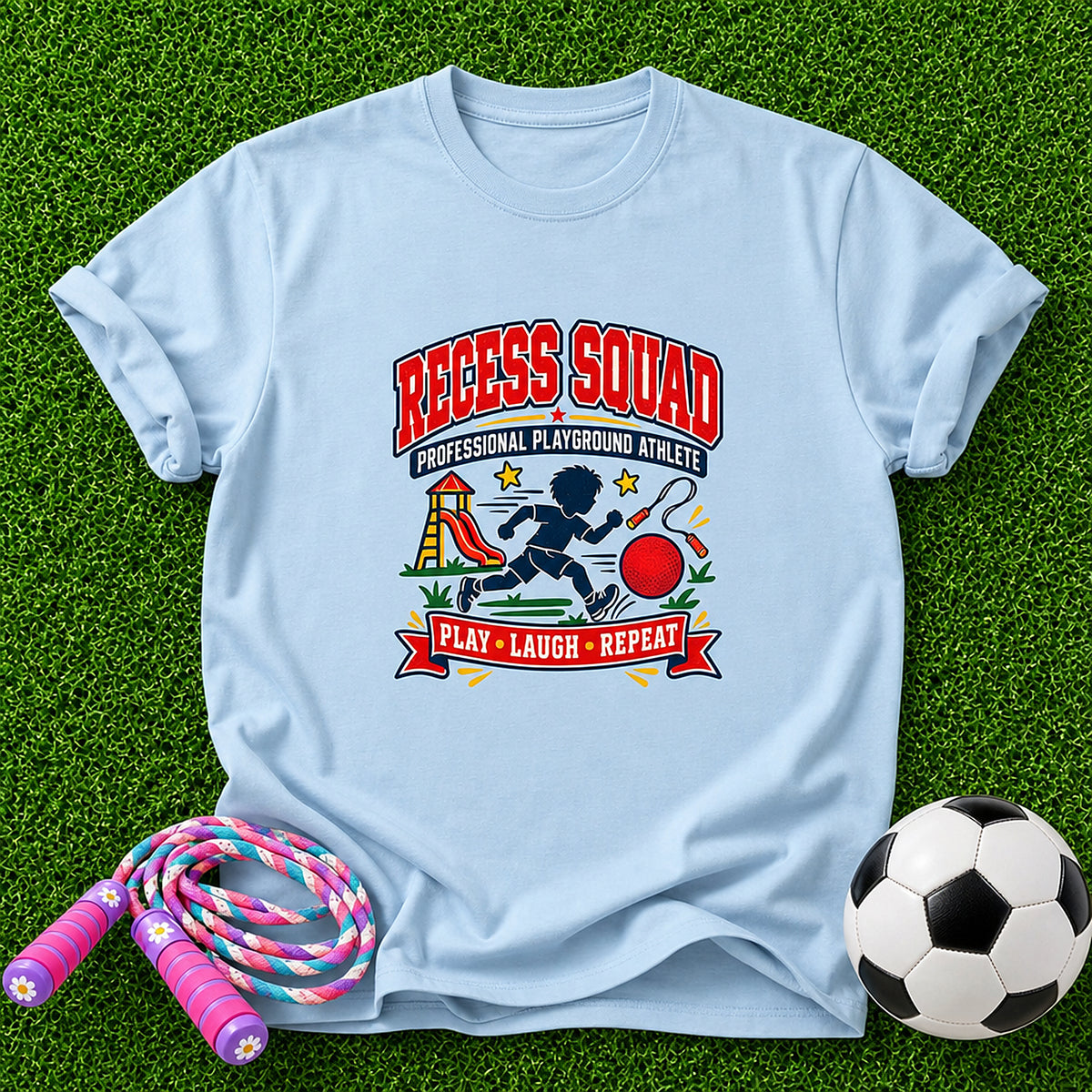 Recess Squad Professional Playground Athlete Kids T-Shirt - Light Blue