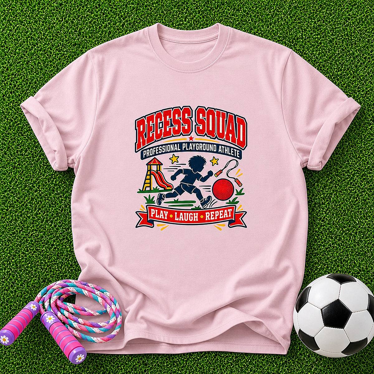 Recess Squad Professional Playground Athlete Kids T-Shirt - Light Pink