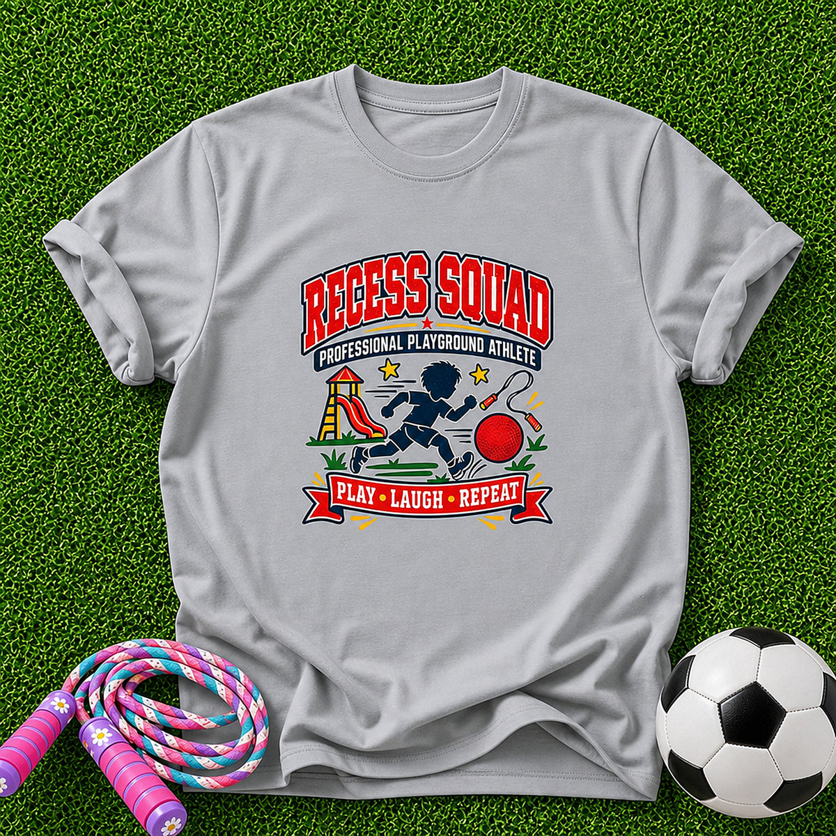 Recess Squad Professional Playground Athlete Kids T-Shirt - Sport Grey