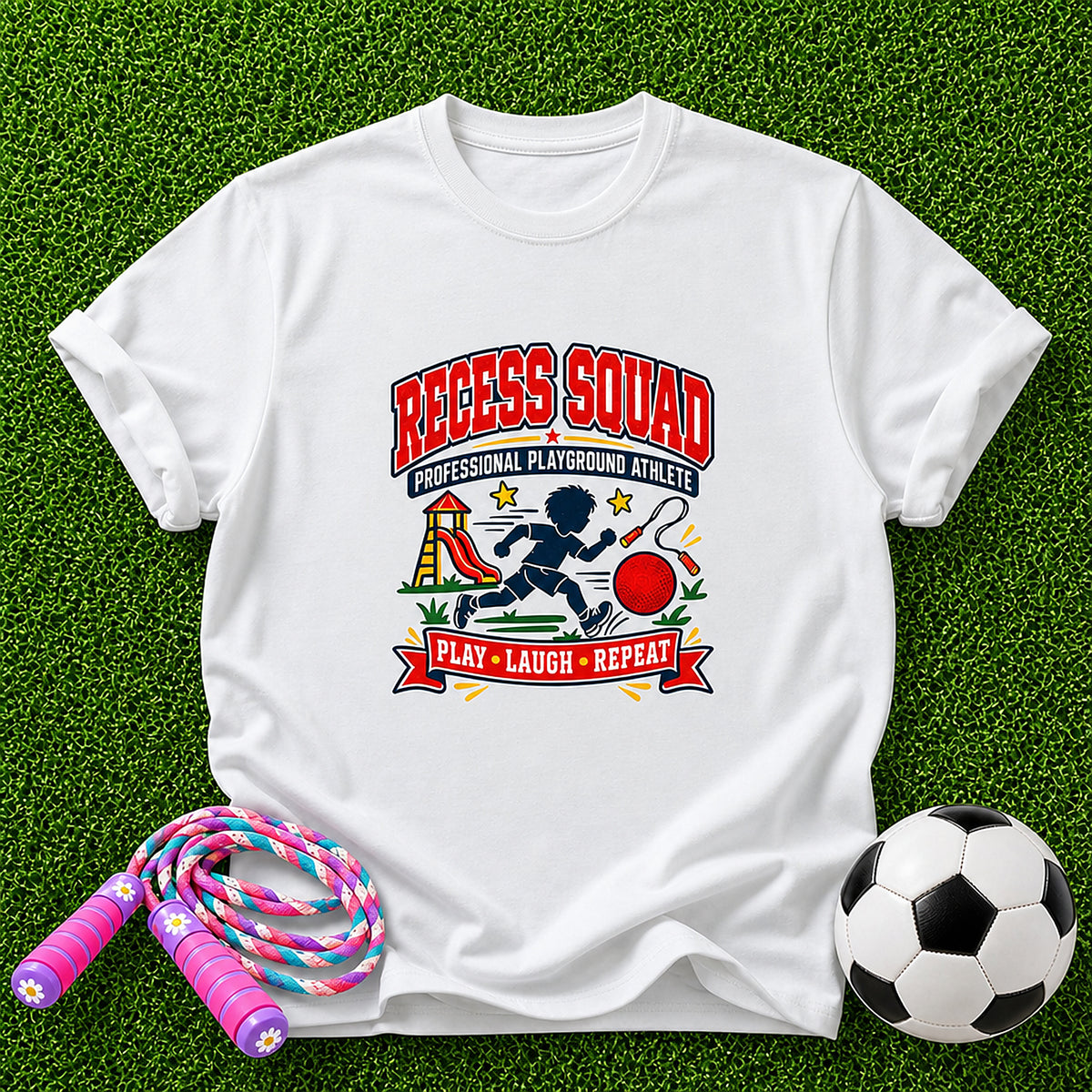Recess Squad Professional Playground Athlete Kids T-Shirt - White