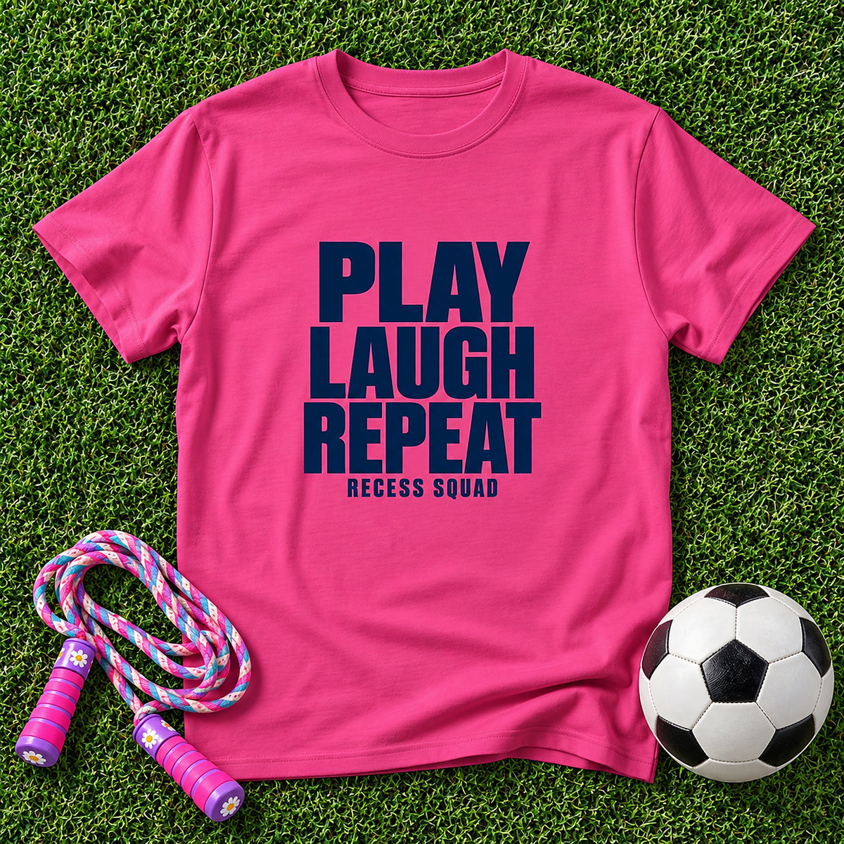 Play-Laugh-Repeat Kids T-Shirt - Heliconia