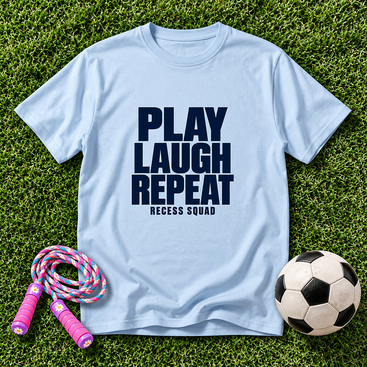 Play-Laugh-Repeat Kids T-Shirt - Light Blue